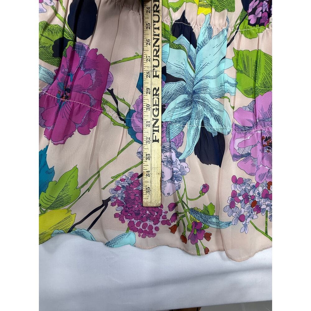 Trina Turk Floral Shift pleated Silvery Tunic Dress Sz XXL - Picture 9 of 11
